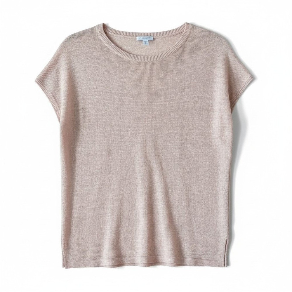 Pure Jill J Jill Pink Linen Cotton Knit Sweater Vest Top XS oatmeal Scoop Neck